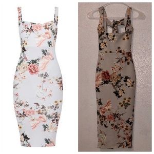 Floral Square Neck Tie Back Dress